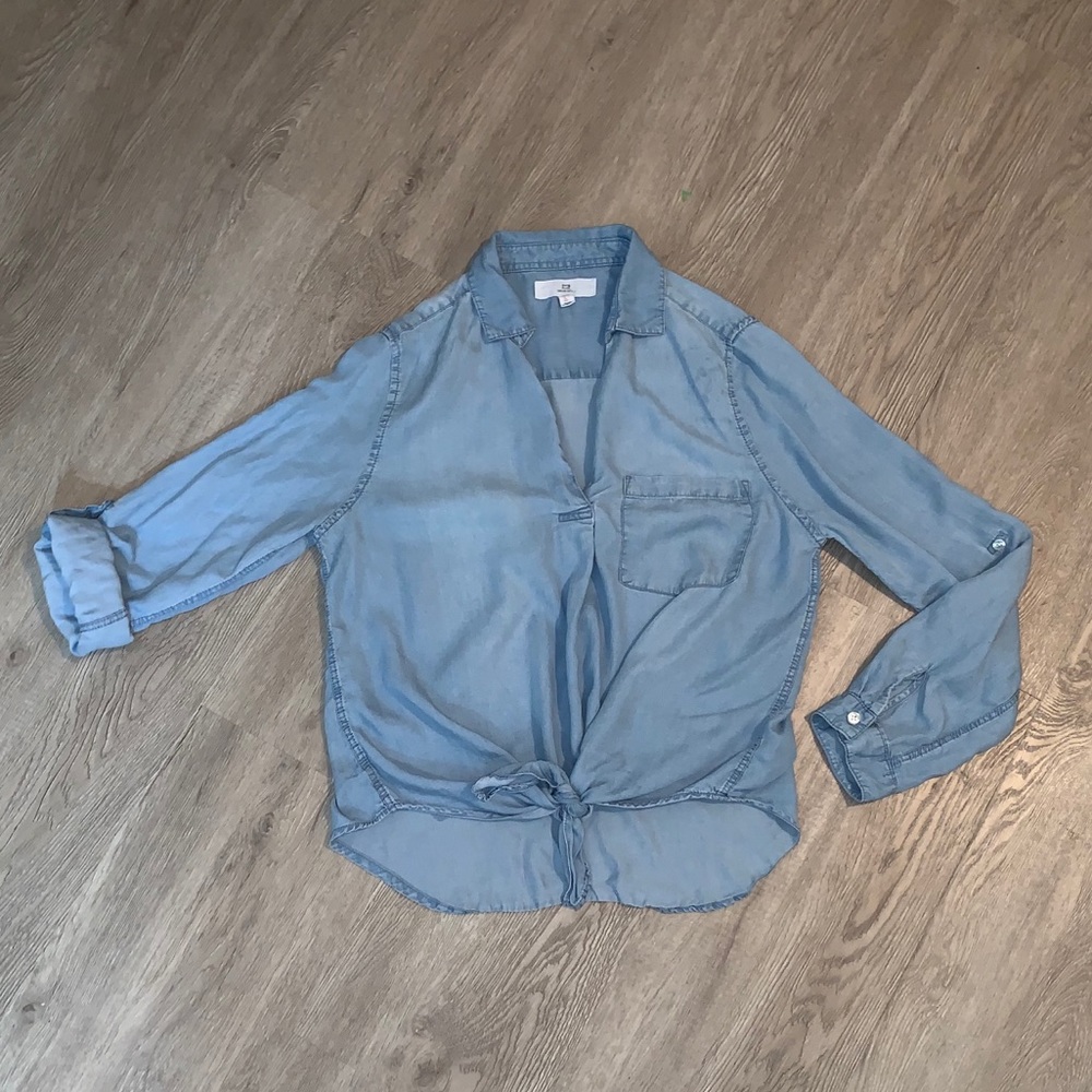 Chambray knot front shirt